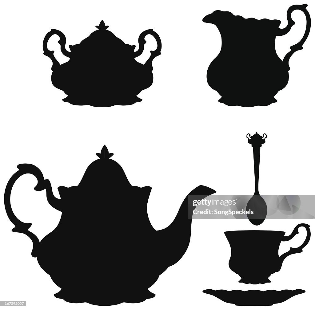 Vector Illustration Of Tea Kettle Silhouettes High-Res Vector Graphic ...