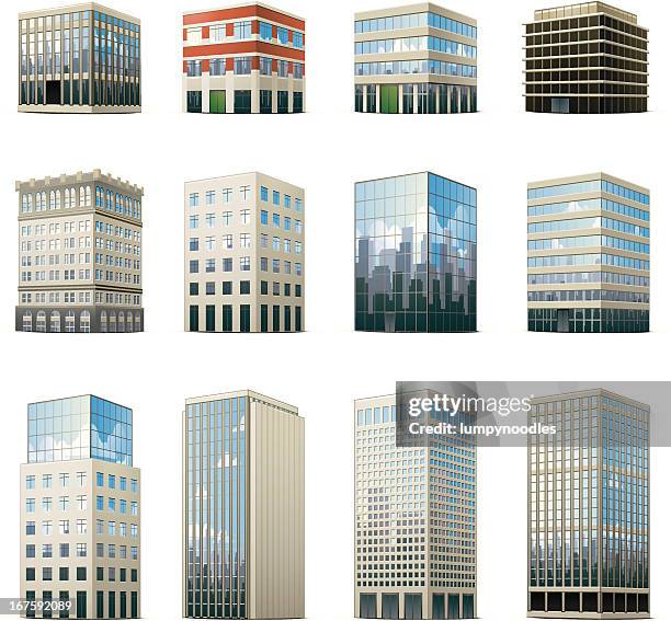 bürogebäude symbole - office building stock-grafiken, -clipart, -cartoons und -symbole