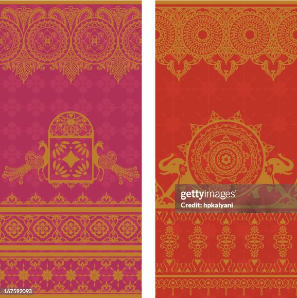 sari borders - culture of india stock illustrations