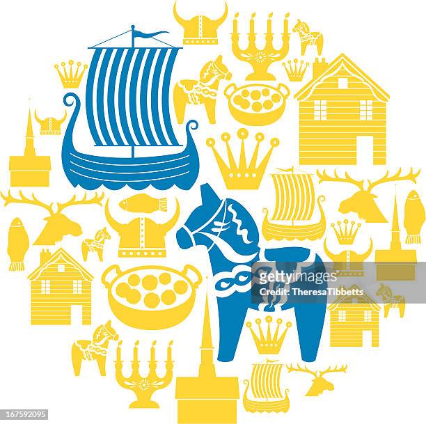 swedish icon montage - swedish culture stock illustrations