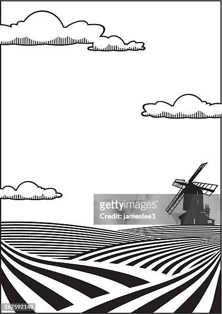 stockillustraties, clipart, cartoons en iconen met wheatfield background - omgeploegd veld