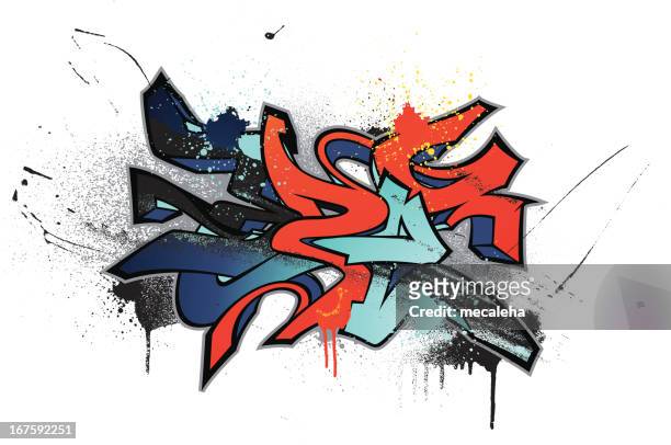 grafik im graffiti-stil - graffiti stock-grafiken, -clipart, -cartoons und -symbole