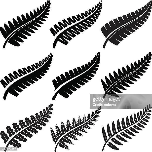 silver ferns - new zealand icons stock illustrations