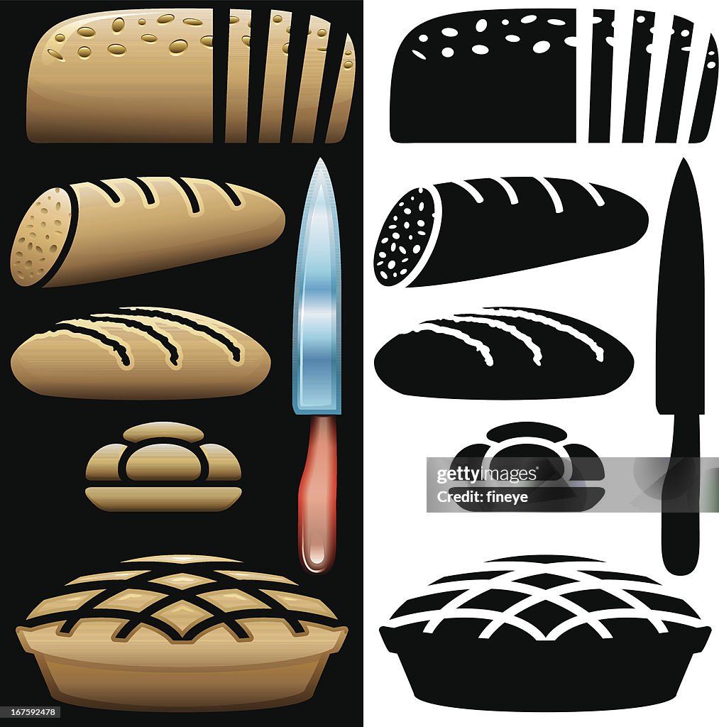Bread and Kitchen Knife Icons