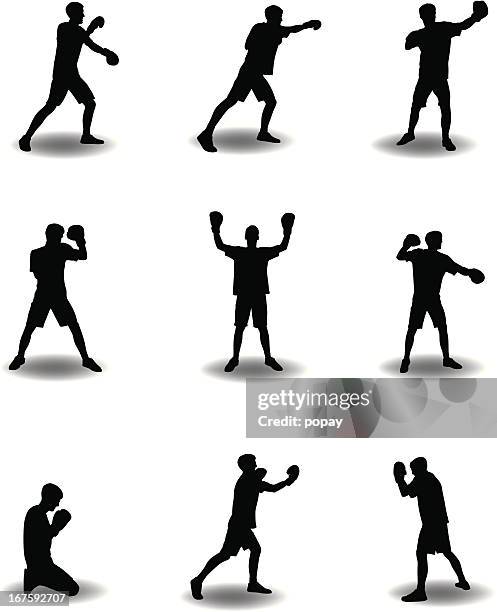 boxer silhouette - boxing ring stock illustrations