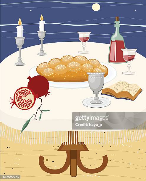 shabbath table - jewish sabbath stock illustrations