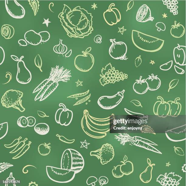 ilustrações, clipart, desenhos animados e ícones de frutas e legumes de fundo de papel de parede - legume