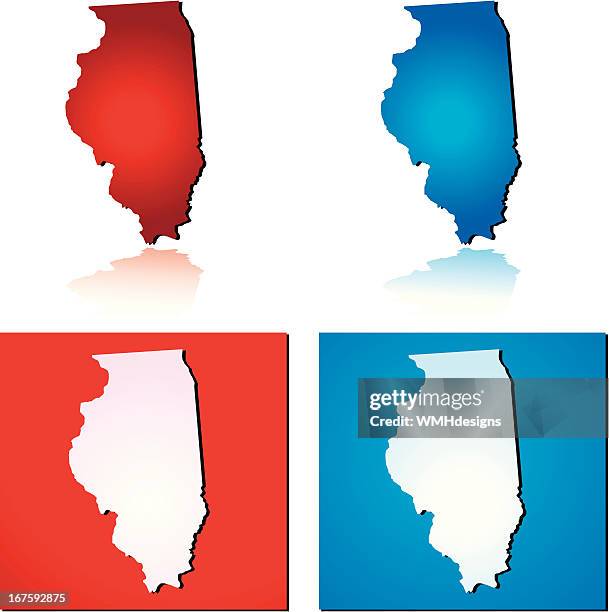 red blue illinois - current state stock illustrations