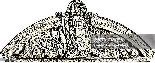 wall sculpture of prometheus - pediment stock illustrations