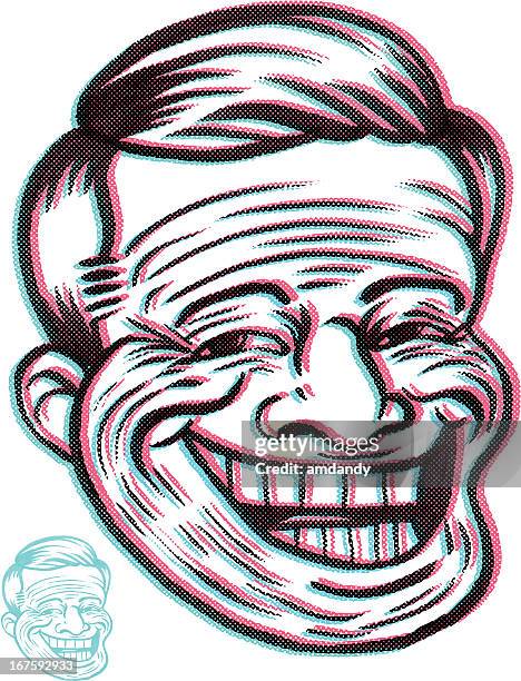 stockillustraties, clipart, cartoons en iconen met retro troll smile - toothy smile