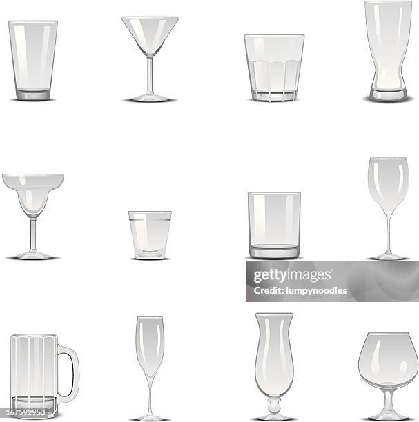 ilustraciones, imágenes clip art, dibujos animados e iconos de stock de iconos de vidrio - shot glass