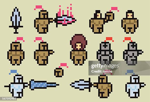 pixel knights - man on train platform stock illustrations