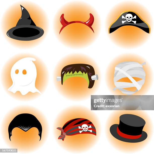 halloween-hüte - costume stock-grafiken, -clipart, -cartoons und -symbole