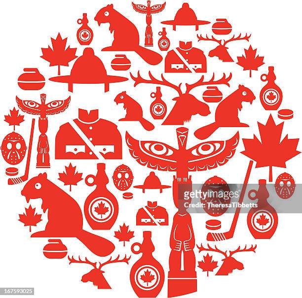 canadian symbol montage - canada stock-grafiken, -clipart, -cartoons und -symbole