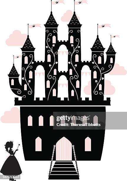 fairy tale castle - princess-castle-background stock illustrations
