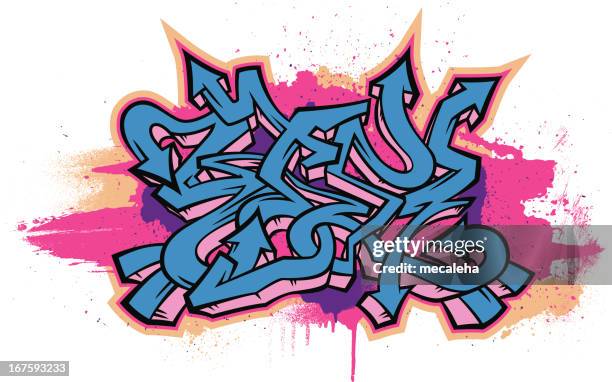 ilustrações de stock, clip art, desenhos animados e ícones de graffiti com tema ilustração - graffiti