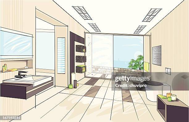 modern bathroom - domestic bathroom stock illustrations