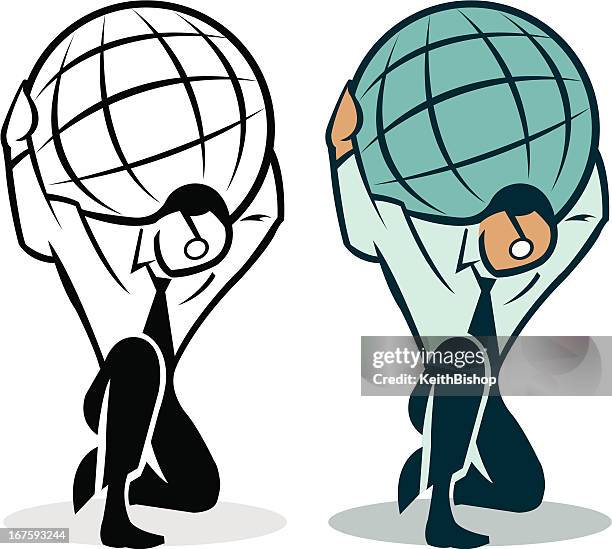 weight of the world - atlas, business man, father - atlas mythological figure stock illustrations