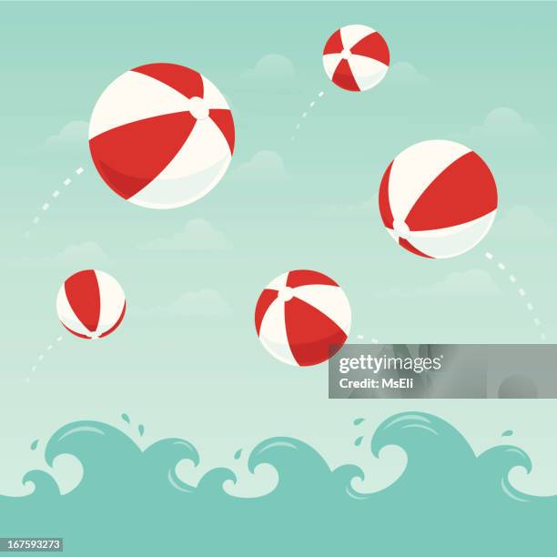 rote und weiße bälle im wasser - pool ball stock-grafiken, -clipart, -cartoons und -symbole