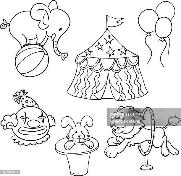 stockillustraties, clipart, cartoons en iconen met circus illustration in black and white - dompteur