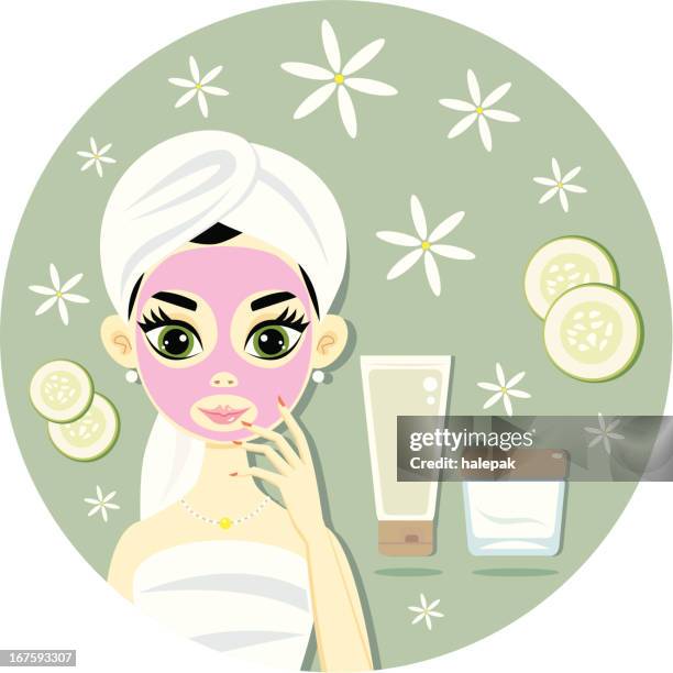 facial treatment mask - beauty mask stock illustrations