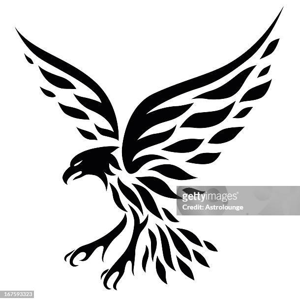eagle tattoo - eagle wing tattoos stock illustrations
