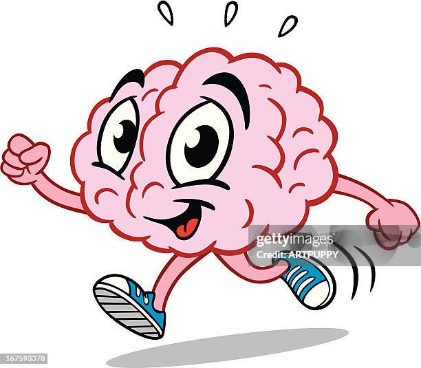 running brain - brain cartoon stock illustrations