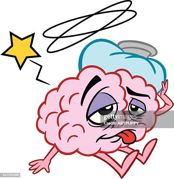 cartoon brain sick - brain cartoon stock illustrations