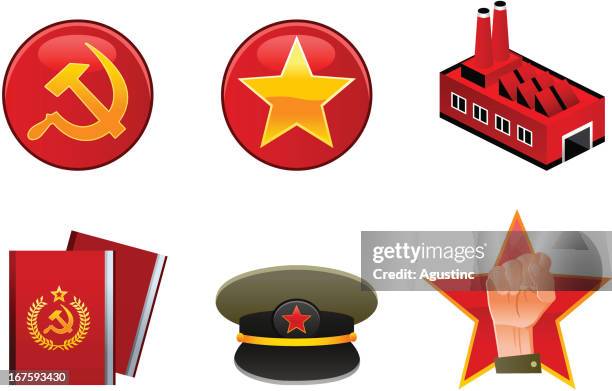 kommunistische set - sozialismus stock-grafiken, -clipart, -cartoons und -symbole