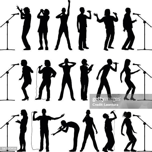 microphones - microphone stand stock illustrations