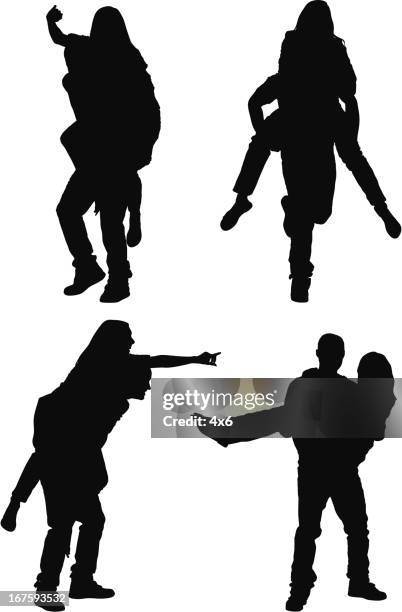 piggyback riders - couple fun studio stock illustrations