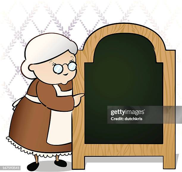 ilustraciones, imágenes clip art, dibujos animados e iconos de stock de de granny's bistro - chubby granny