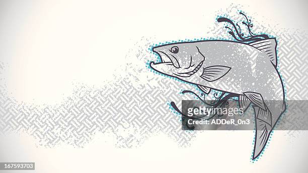 leaping trout wallpaper - freshwater fish stock illustrations