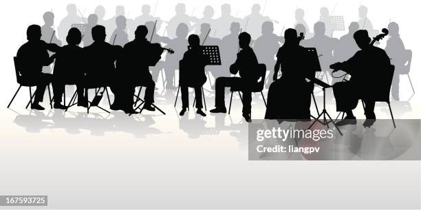 orchestra - orchester stock-grafiken, -clipart, -cartoons und -symbole