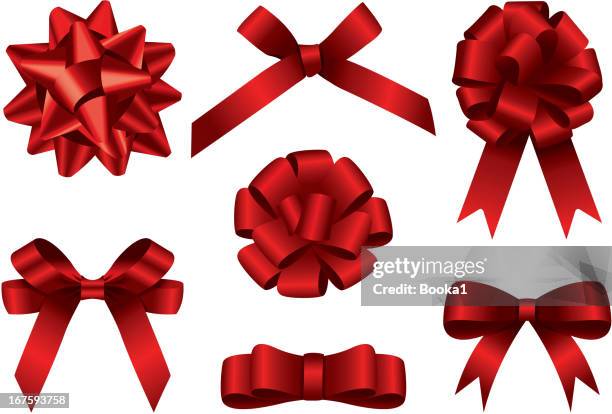 große schleife set - christmas ribbon stock-grafiken, -clipart, -cartoons und -symbole