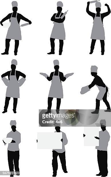 ilustraciones, imágenes clip art, dibujos animados e iconos de stock de múltiples imágenes de chef - uniforme de chef