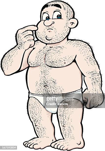 hairy man - hairy fat man stock illustrations