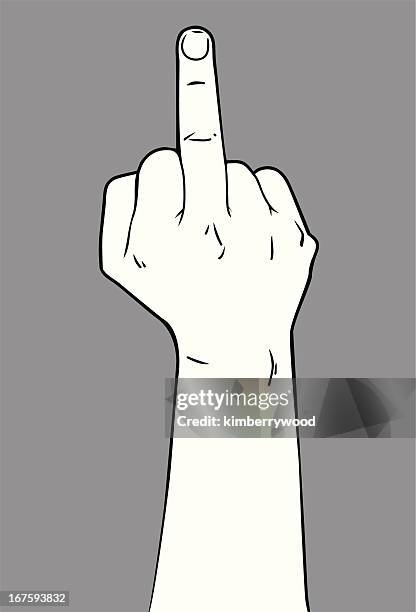 obscene gesture - stern form stock illustrations