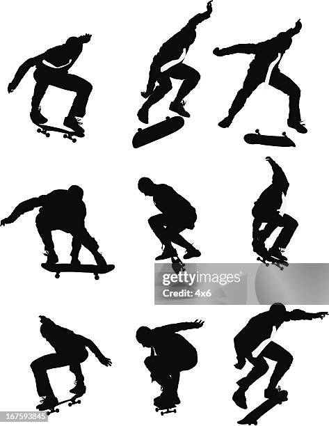 businessman performing stunt on a skateboard - out of context stock illustrations