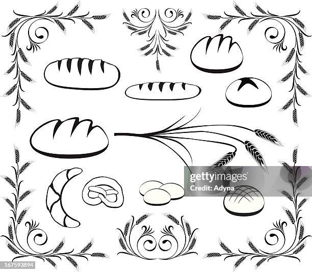 wheat and bread - fall baking stock illustrations