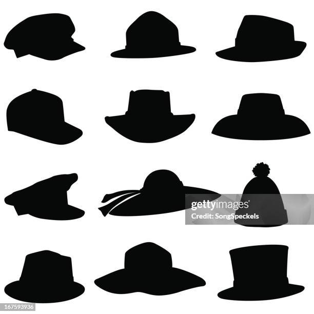 hat silhouettes - top hat silhouette stock illustrations