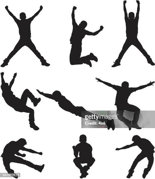 multiple images of a man in different poses - vertical jump stock illustrations