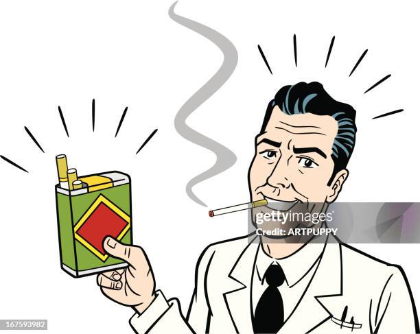 retro fifties doctor with cigarettes - smoking issues stock illustrations