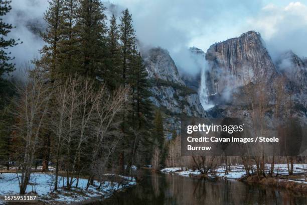 yosemite falls seen above the merced river in yosemite national park - steele stock pictures, royalty-free photos & images