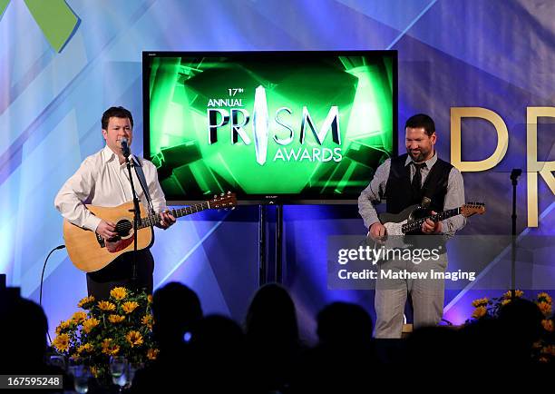 Actor Charlie Hirsch and Carlos Calvo perform attends the 17th Annual PRISM Awards at the Beverly Hills Hotel on April 25, 2013 in Beverly Hills,...