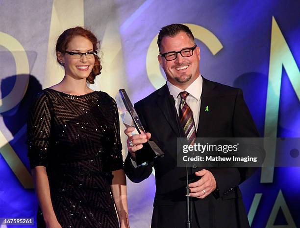 Actors Amanda Righetti and George Eads attend the 17th Annual PRISM Awards at the Beverly Hills Hotel on April 25, 2013 in Beverly Hills, California.