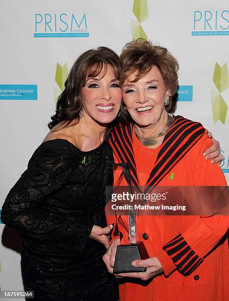 Actress Kate Linder and actress Peggy McCay, recipient of the award for daytime drama storyline for "Days of our Lives" attend the 17th Annual PRISM...