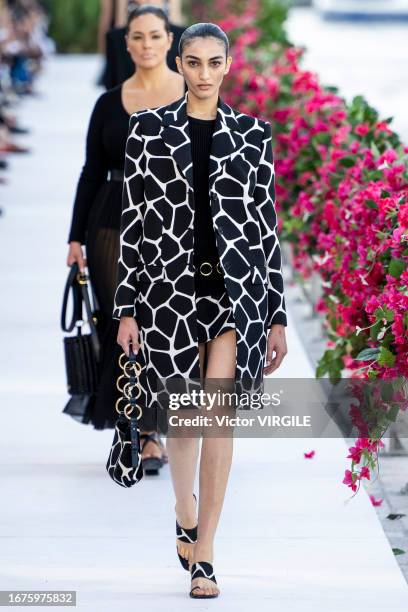 Model walks the runway during the Michael Kors Ready to Wear Spring/Summer 2024 fashion show as part of the New York Fashion Week on September 11,...