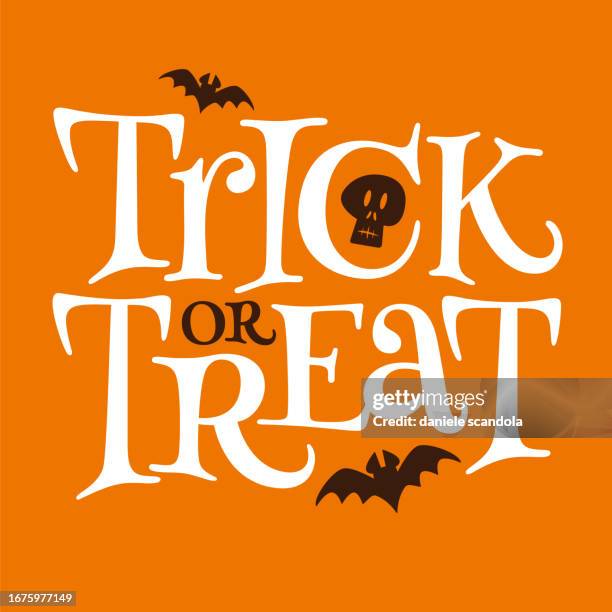 trick or treat. happy halloween poster. - halloween font stock illustrations