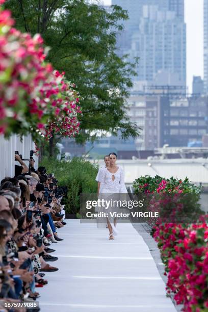 Vittoria Ceretti walks the runway during the Michael Kors Ready to Wear Spring/Summer 2024 fashion show as part of the New York Fashion Week on...